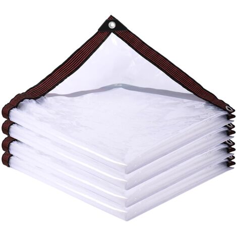 Lona transparente con ojales - 2 x 1 m - Impermeable y transparente - para muebles de jardín - Lona impermeable para uso exterior, plantas, invernadero, caseta de mascotas, techo