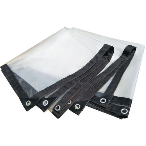 Lona transparente con ojales – lona impermeable – 2 m x 3 m – para camping, balcón, jardín, plantas, invernadero, cabaña