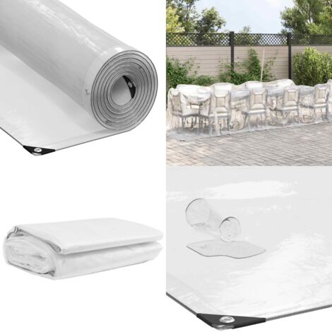Lona transparente con ojales polietileno 2x10 m - Cubierta impermeable - Protección contra lluvia
