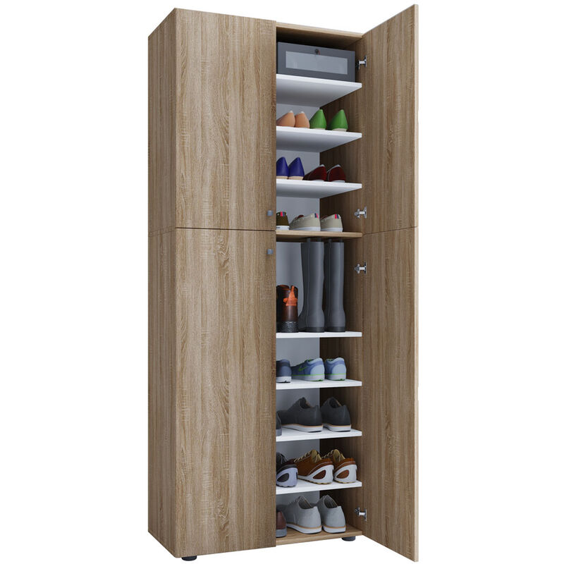 Ebuy24 - Lona xxl Meuble à chaussures 4 portes, finition chêne Sonoma.