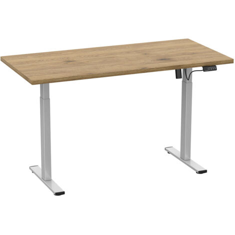 LonaE Schreibtisch elektrische Höhenverstellfunktion 110x50x71-120cm Eiche dekor, silberfarben.