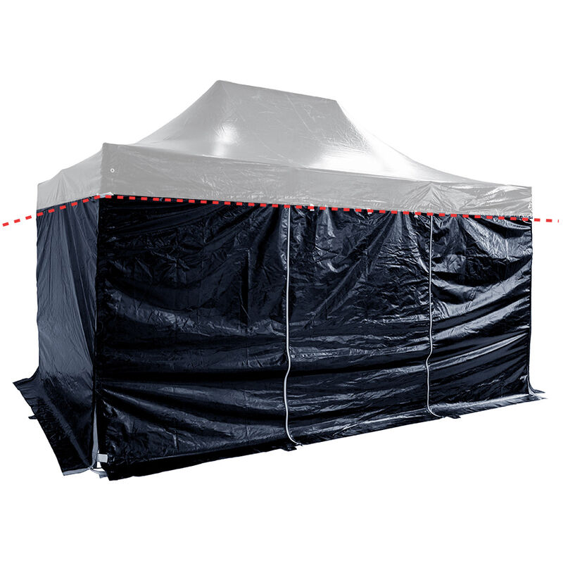 

Interouge - Lonas laterales 3x4,5m 3 completas + 1 puerta PVC 520g / m² Negro