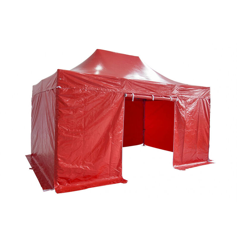 

Interouge - Lonas laterales 3x4,5m 3 completas + 1 puerta PVC 520g / m² Rojo