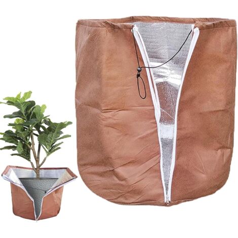 Lonas protectoras contra heladas para plantas de exterior, 50 x 45 cm, con aislamiento de doble capa, con sistema de sujeción, para árboles frutales, color marrón