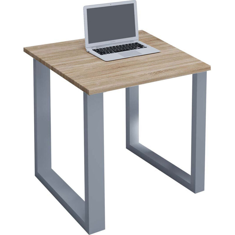 Ebuy24 Lonau Schreibtisch 80x50cm Eiche Dekor, Silberfarben.
