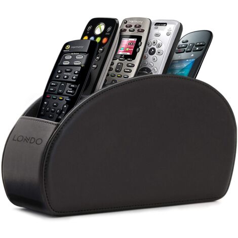 Londo Porta Telecomandi con 5 scomparti - Per contenere telecomandi di TV, stereo, decoder, DVD, Blu-Ray - in Pelle con fodera interna in suede. Adatto per salotto o camera da letto