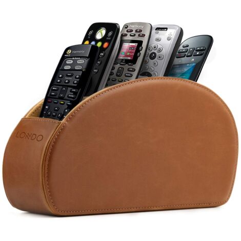Londo Porta Telecomandi con 5 scomparti - Per contenere telecomandi di TV, stereo, decoder, DVD, Blu-Ray - in Pelle con fodera interna in suede. Adatto per salotto o camera da letto