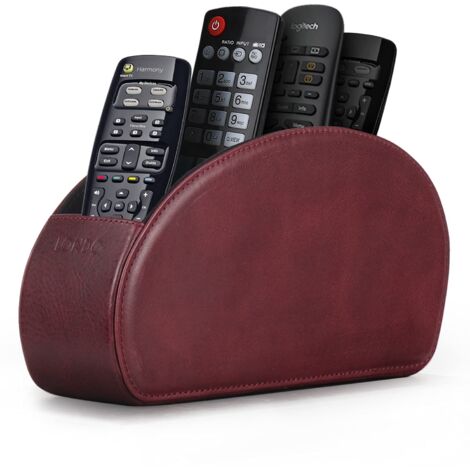 Londo Porta Telecomandi con 5 scomparti - Per contenere telecomandi di TV, stereo, decoder, DVD, Blu-Ray - in Vera Pelle con fodera interna in suede. Adatto per salotto o camera da letto