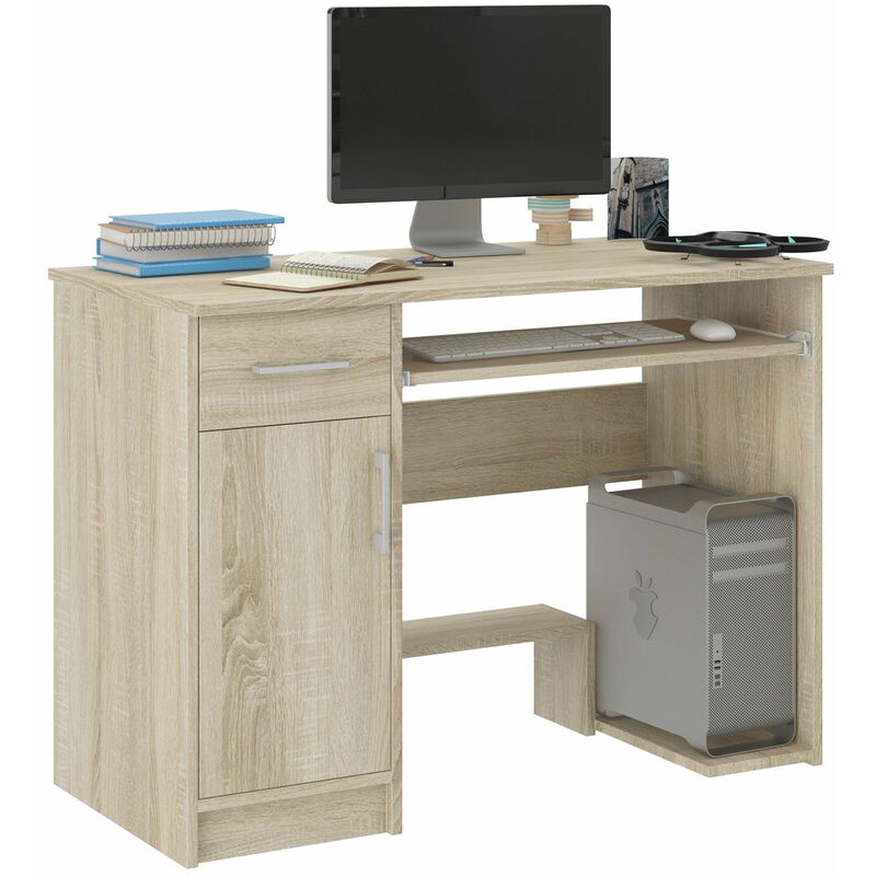 london - bureau moderne informatique d'ordinateur 90x50x73 support clavier niche ordinateur pc tiroir mobilier travail/office sonoma