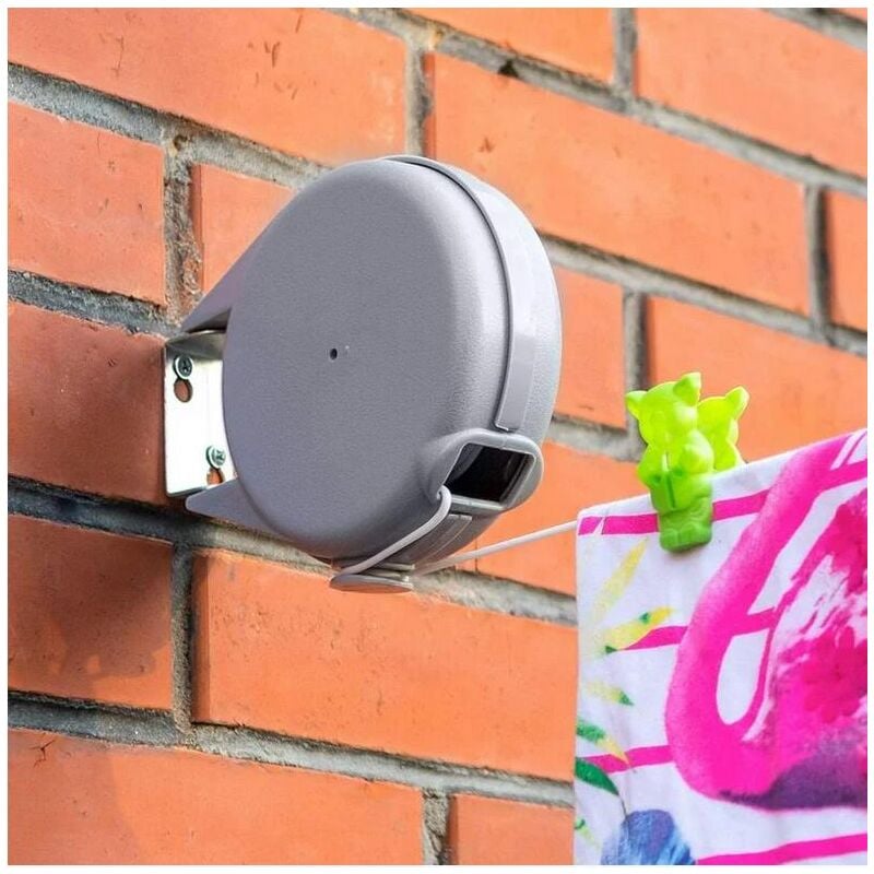 Long, Corde à Linge Rétractable de 12 m pour Vêtements, Étendoir à Linge très Robuste et Résistant, Mécanisme Rétractable Automatique, Installation