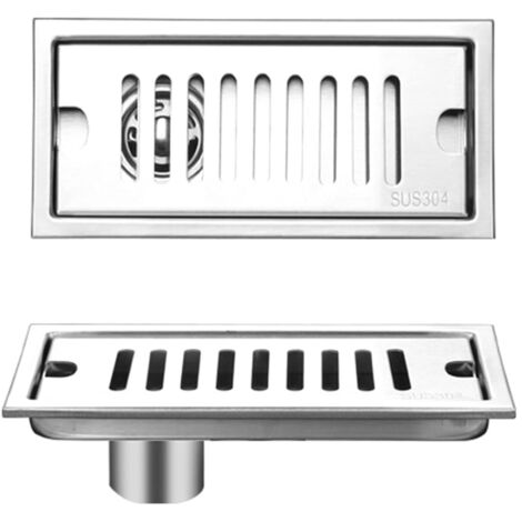 Long Drain de Douche, Siphon de Sol Rectangulaire en Acier Inoxydable Siphon de Douche Amovible pour Salle de Bain WC Cuisine Balcon(Side Drainage, 20cm)