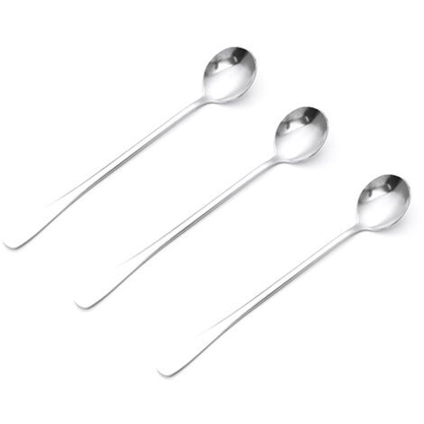 Long Handle Spoons Stainless Steel Elegant Multi Functional Stirring Spoons for Coffee Tea Dessert 3pcs Round Head