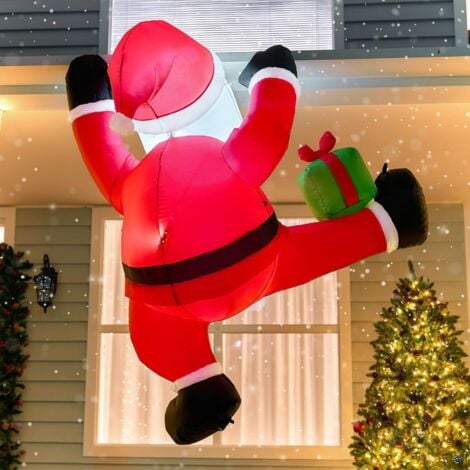 SEVENGIRL Long Inflatable Santa Claus - Hanging Inflatable Outdoor Party Great Wall Decoration Santa Claus with Gift Box - Christmas Decoration