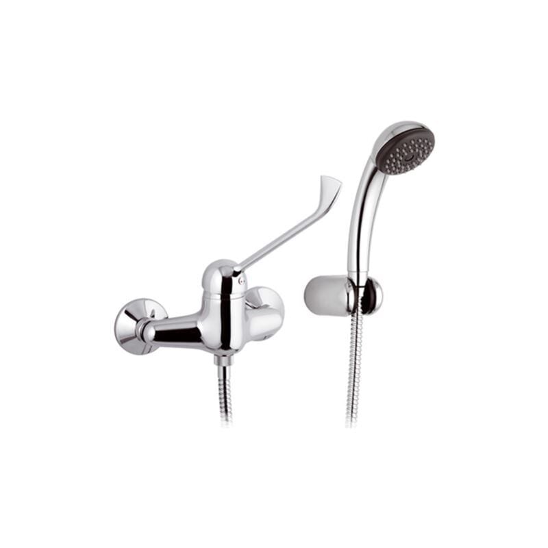 Long Lever Chromed Wall Mounted Shower Mixer Tap Disabled Mobility Easy Use