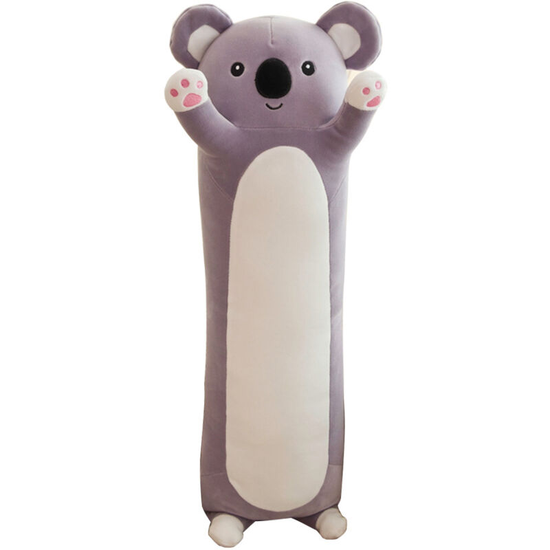 Long Mignon Panda Coussin Jolie Poupée en Peluche Mignonne avec Motif de Dessin Animé Doux pour Chaton Long Plush Cat Pillow - Gris 50cm