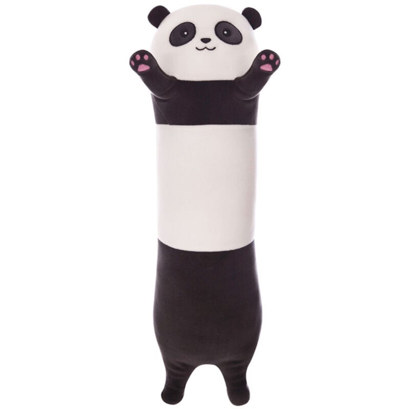 Long Mignon Panda Coussin Jolie Poupée en Peluche Mignonne avec Motif de Dessin Animé Doux pour Chaton Long Plush Cat Pillow - Noir 50cm