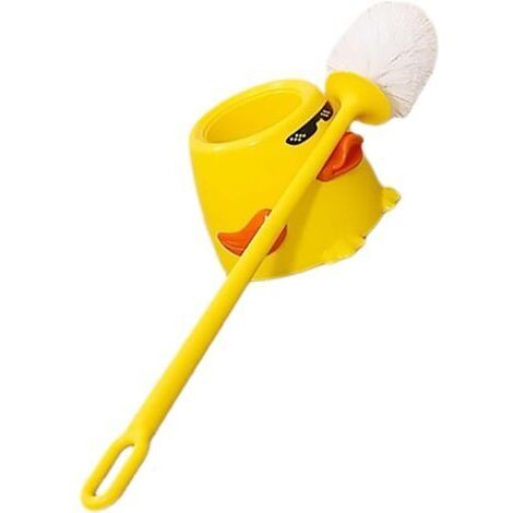 Long Toilet Brush with Ergonomic Handle, Soft, Scratch-Free Head, Decorative Yellow Duck Design, for Toilet Bowl Cleaning, Daily Bathroom Use