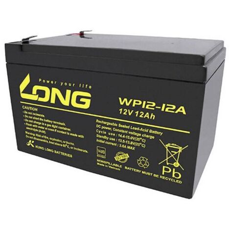 Long  WP12-12A/F2 WP12-12A/F2 Batteria al piombo 12 V 12 Ah Piombo-AGM (L x A x P) 151 x 98 x 98 mm Spina piatta 6,35 mm