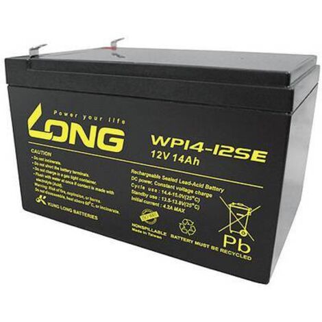Long WP14-12SE WP14-12SE Batterie au plomb 12 V 14 Ah plomb (AGM) (l x H x P) 151 x 100 x 98 mm cosses plates 6,35 mm résistant aux cycles de charge, Y860342