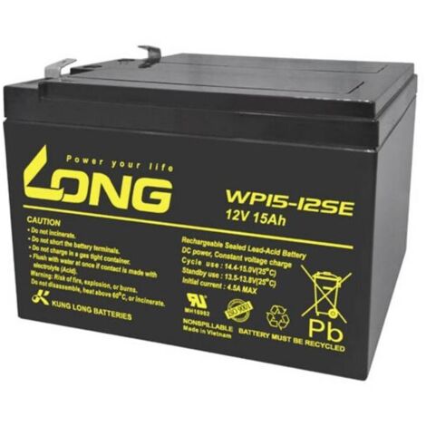 Long  WP15-12SE WP15-12SE Batteria al piombo 12 V 15 Ah Piombo-AGM (L x A x P) 151 x 103 x 99 mm Spina piatta 6,35 mm