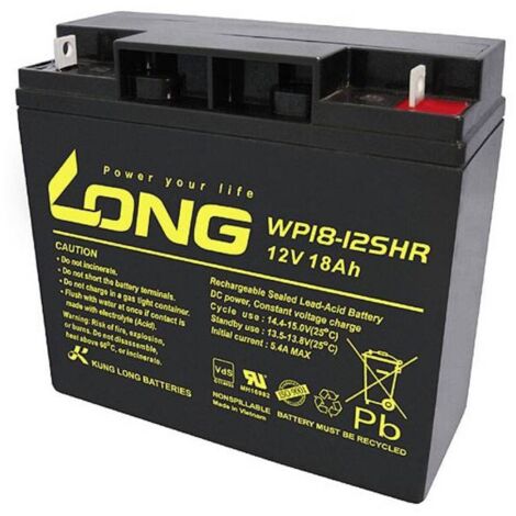 Long  WP18-12SHR WP18-12SHR Batteria al piombo 12 V 18 Ah Piombo-AGM (L x A x P) 181 x 167 x 76 mm Vite M5 certificazione