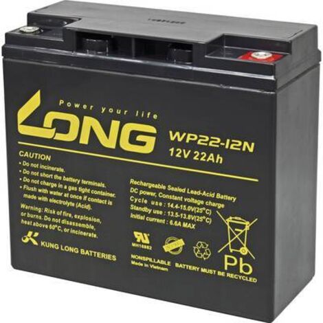Long WP22-12N WP22-12N Batterie au plomb 12 V 22 Ah plomb (AGM) (l x H x P) 181 x 167 x 76 mm raccord à vis M6 auto-décharge réduite, sans entretie Y860642