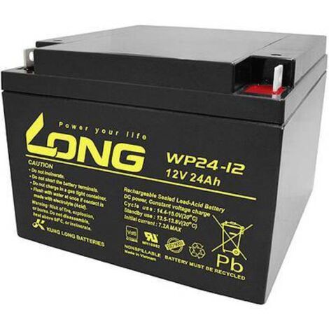 Long WP24-12 WP24-12 Batterie au plomb 12 V 24 Ah plomb (AGM) (l x H x P) 166 x 125 x 175 mm raccord à vis M5 certification VdS, auto-décharge rédu Y860682