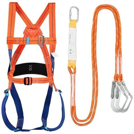 Longe anti-chute Harnais de sécurité antichute, kit antichute de sécurité 5 points, harnais d'escalade antichute ergonomique réglable, max. 100 kg, pour grimper en hauteur.