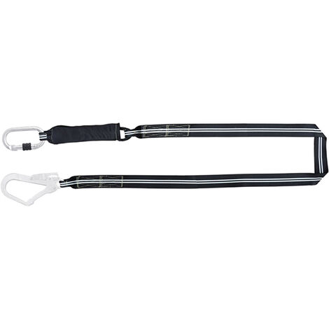 Longe avec absorbeur d'énergie en sangle Non Feu - 1m - 1 mousqueton à vis ouverture 17mm et 1 mousqueton d'échafaudage ouverture 55mm - FA3030510