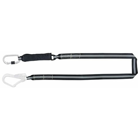 Longe avec absorbeur d'énergie en sangle Non Feu - 2m - 1 mousqueton à vis ouverture 17mm et 1 mousqueton d'échafaudage ouverture 55mm - FA3030520