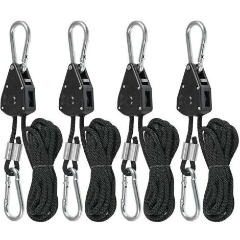 Longe de levage poulie métallique auvent tendeur de corde de tente (2 paires de noir)