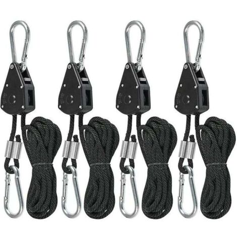 Longe de levage poulie métallique auvent tendeur de corde de tente (2 paires de noir)-