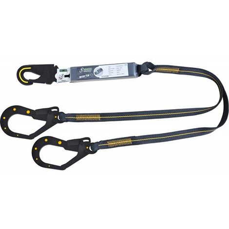 Longe fourche diélectrique en sangle avec absorbeur d'énergie - 3 mousquetons - 1,5 m - FA3040515