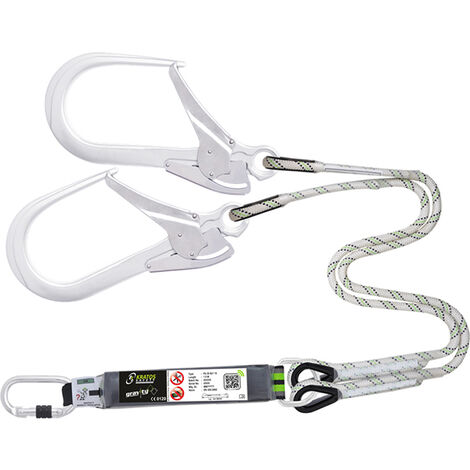 Longe fourche en corde tressée avec absorbeur d'énergie et connecteurs aluminium - 1,50 m - FA3062115