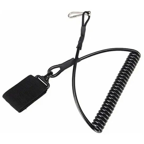 Longe porte-outils en câble spiralé avec mousquetons, multifonctionnelle, protection antichute, ceinture de sécurité pour activités extérieures, noire