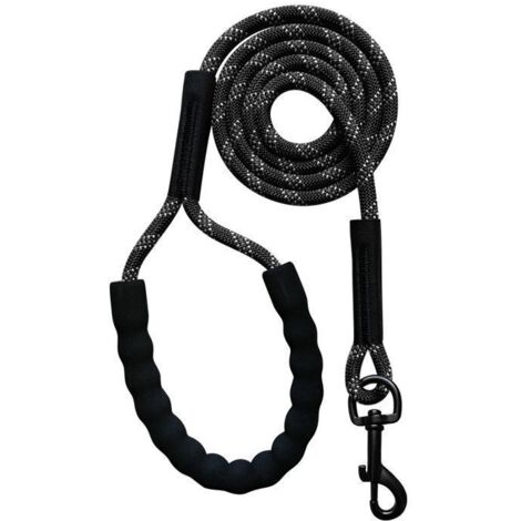 Longe pour Chien 5m, Long Laisse Chien Corde avec Poignée Rembourrée pour Chiens de Petites à Grandes Taille, Noir