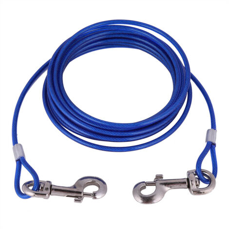 Longe pour Chien en Acier 5mm x 5m - Laisse Sécurisée Résistante pour Camping Randonnée - Bleu