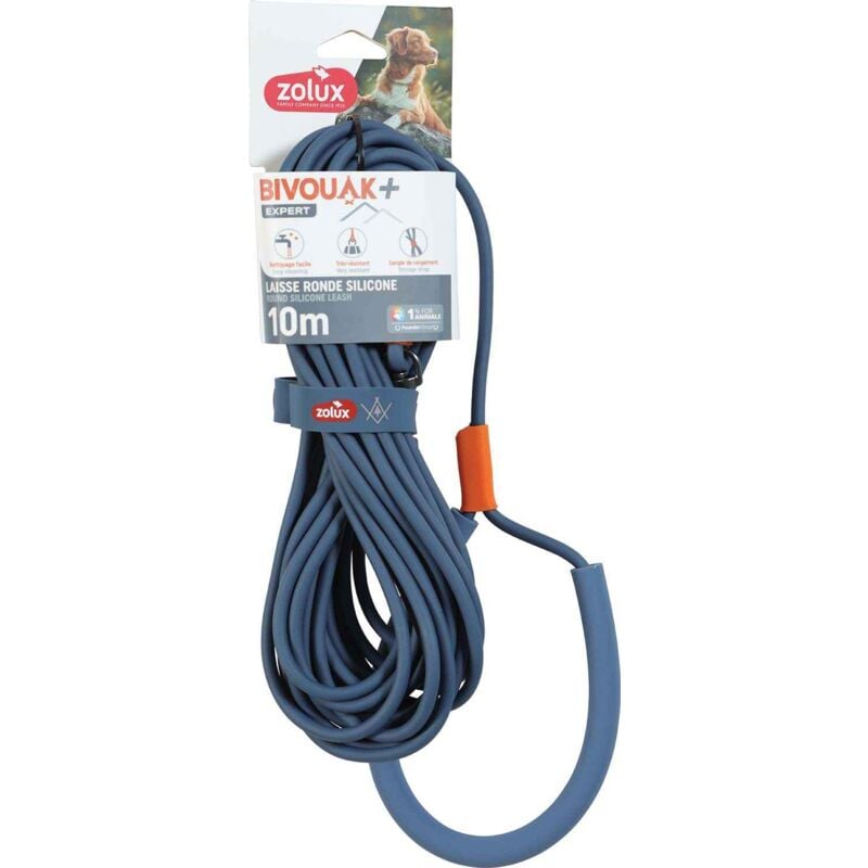Zolux - Longe ronde en silicone bleu Bivouak 10 m