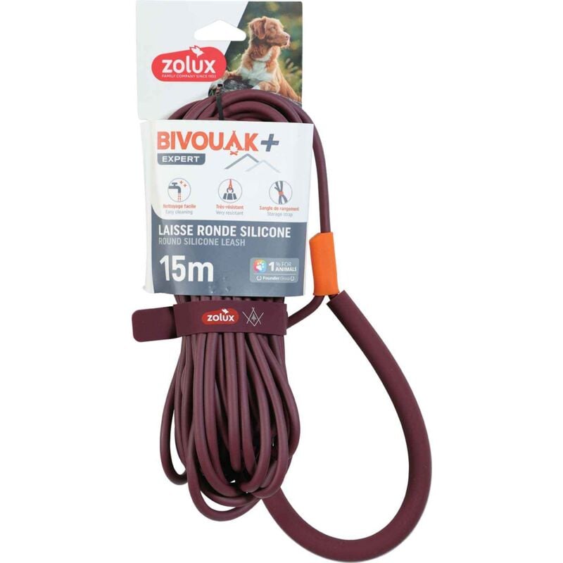 Zolux - Longe ronde en silicone rouge Bivouak 15 m