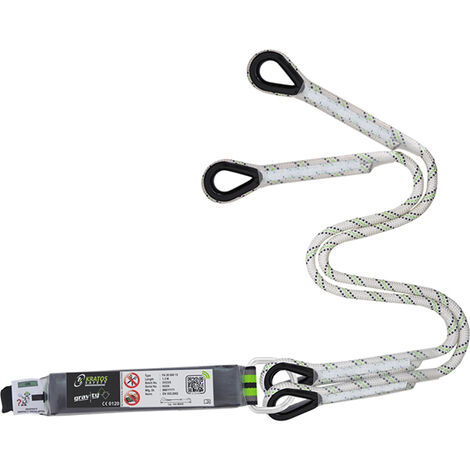 Longe tressée en fourche avec absorbeur d'énergie - sans connecteur - 1,30 m - FA3060013