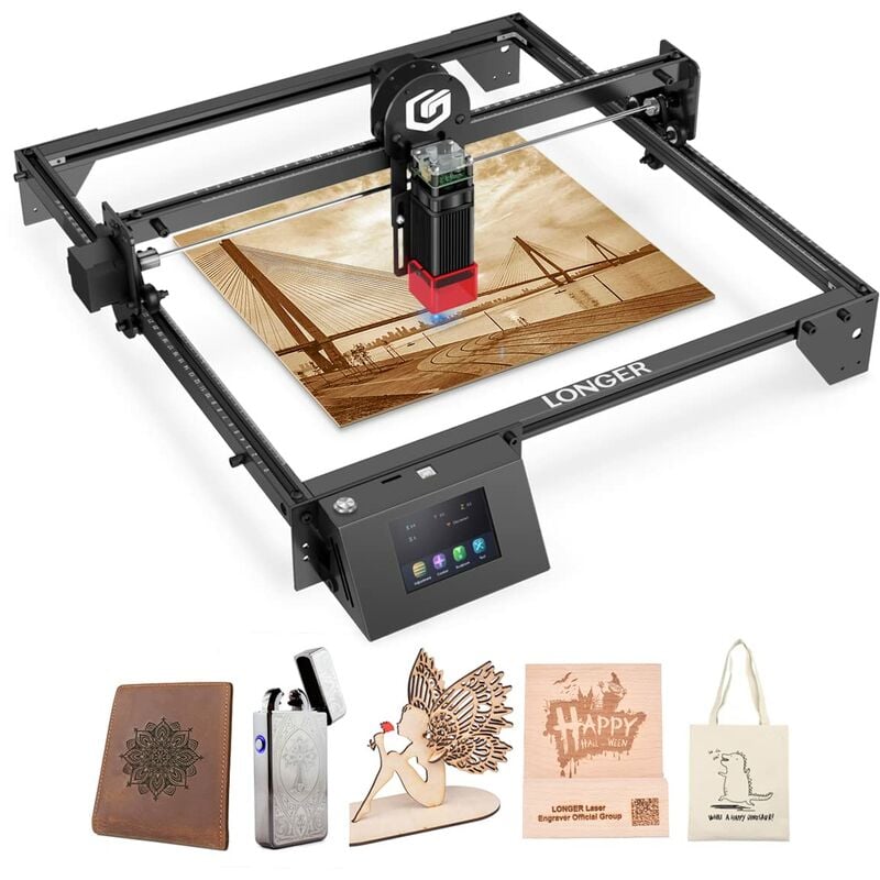 RAY5 Laser Graveur Machine Laser Cutter Gravure cnc Machine, Verre Bois Acrylique Bijoux Métal Laser Graveur avec 0,08 0,08 Point Comprimé, Carte