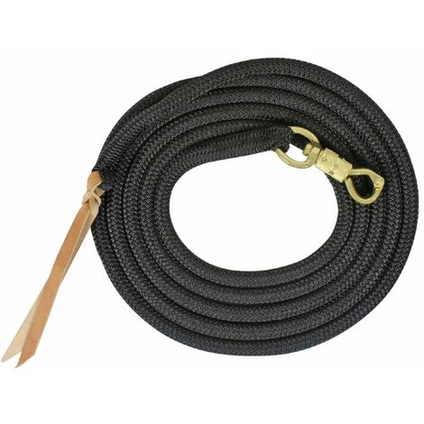 Longia soft control 3,68 m in nylon 14 mm con moschettone e punta in cuoio: Taglia unica, Bianco