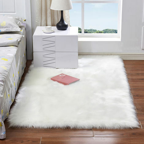 KUEATILY Longs Tapis Moelleux En Peluche, Pour Le Balcon De La Chambre Du Salon, blanc, 30 X 30cm-Fei Yu