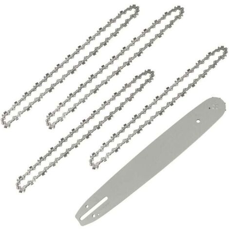 Longueur de Guide-chaîne 35 cm avec 4 Chaînes de Tronçonneuses, 52 Maillons / Entraineurs, Pas de 3/8", Jauge 0,05" (1,3 mm)