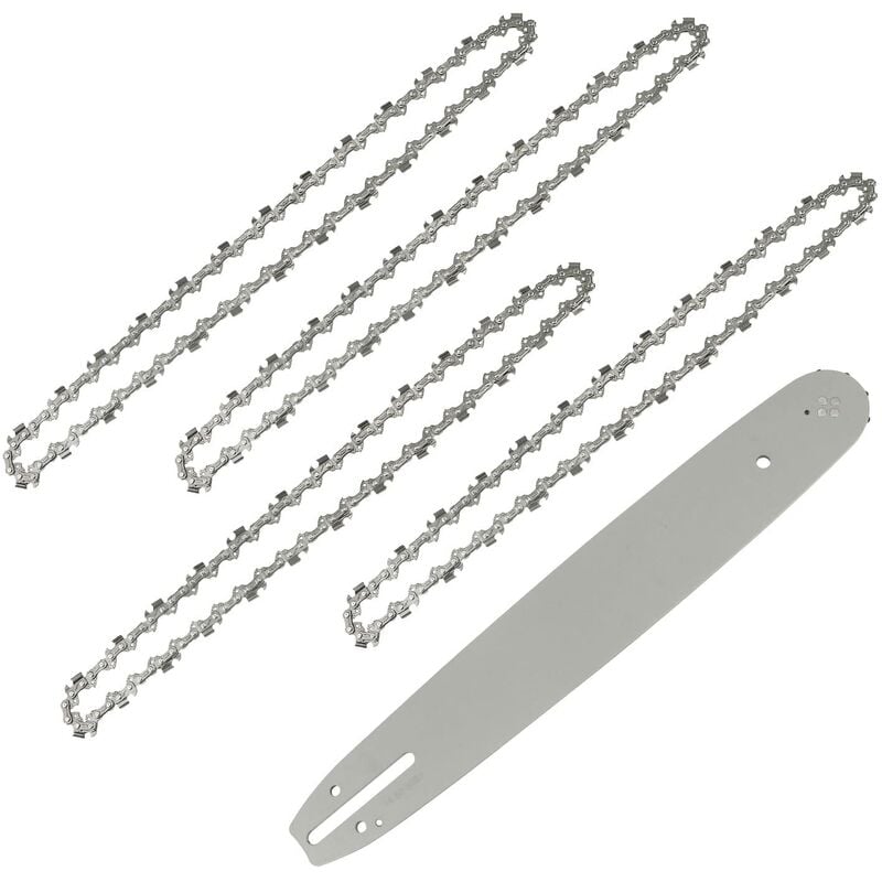 Jusch - Longueur de Guide-chaîne 35 cm avec 4 Chaînes de Tronçonneuses, 52 Maillons / Entraineurs, Pas de 3/8', Jauge 0,05' (1,3 mm)