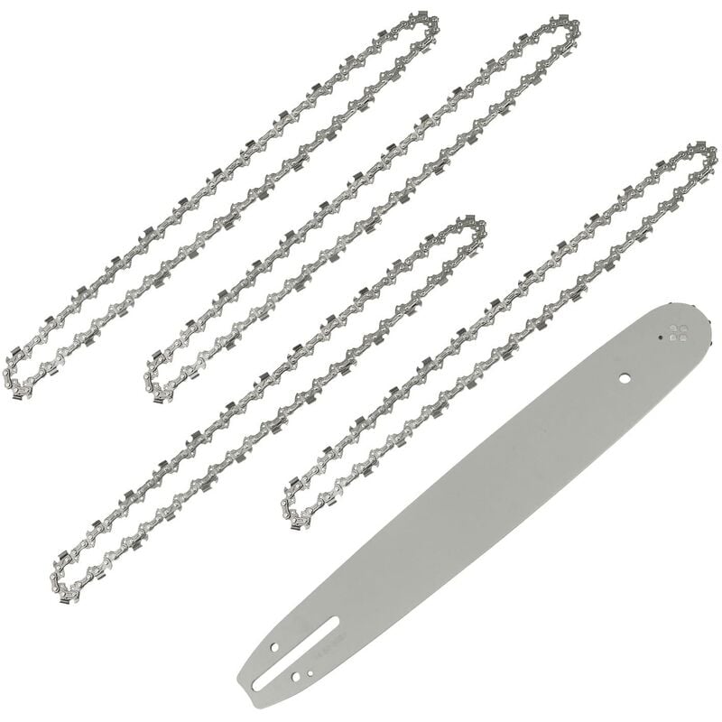 Longueur de Guide-chaîne 35 cm avec 4 Chaînes de Tronçonneuses, 52 Maillons / Entraineurs, Pas de 3/8, Jauge 0,05 (1,3 mm)