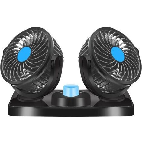 Longzhiming 12V Doppelkopflüfter, 360°-Drehung, 2 Lüftergeschwindigkeiten, kompatibel mit allen inländischen Fahrzeugen oder kann über einen 12V DC Zigarettenanzünder betrieben werden.