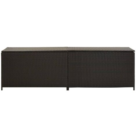 Longziming – Coffre de jardin en résine tressée 200x50x60 cm – Cadre en acier enduit de poudre – Résistant aux intempéries – Mécanisme de levage à gaz