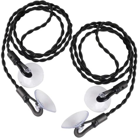 Longziming – Corde à linge de voyage 2 pièces – Élastique jusqu'à 2,5m – Ventouses et crochets pour intérieur/extérieur – Noir