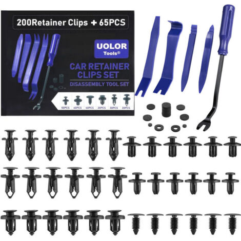 Longziming – Kit de 265 clips rivets en plastique pour voiture – 6 tailles – Compatible avec GM, Ford, Toyota, Honda – Extracteur inclus – Nylon durable